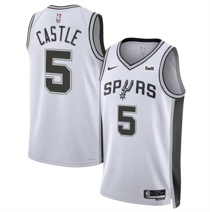 Men's San Antonio Spurs #5 Stephon Castle White Stitched Jersey Dzhi,We sell and wholesale Men's San Antonio Spurs #5 Stephon Castle White Stitched Jersey Dzhi on line form chian!