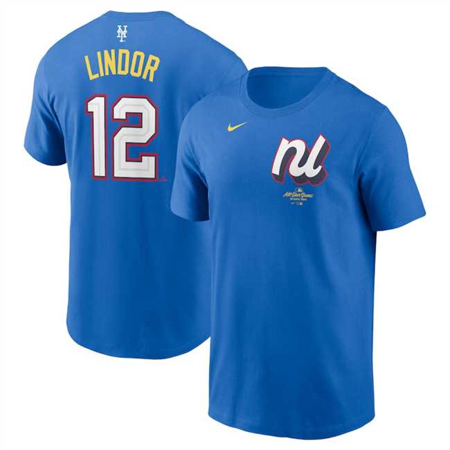 Men's National League #12 Francisco Lindor Royal 2025 All-Star Edition Name & Number T-Shirt,We sell and wholesale Men's National League #12 Francisco Lindor Royal 2025 All-Star Edition Name & Number T-Shirt on line form chian!
