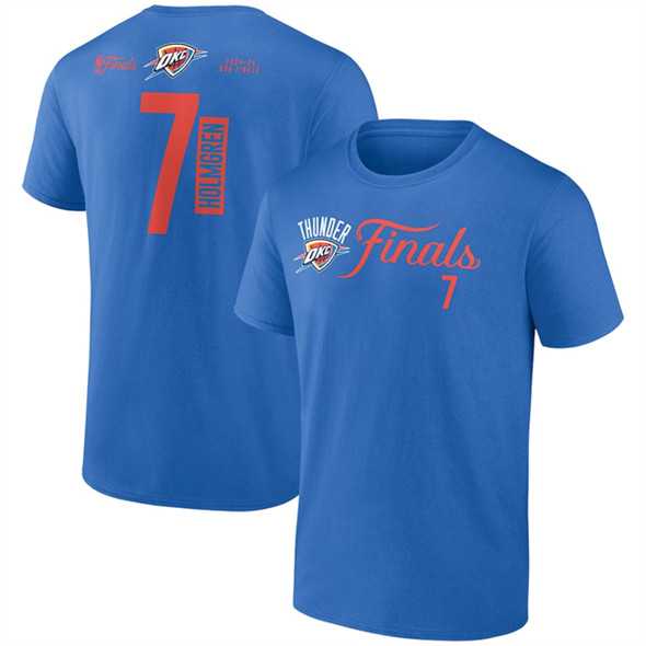 Men's Oklahoma City Thunder #7 Chet Holmgren Blue 2025 NBA Finals Court Vision Name & Number T-Shirt,We sell and wholesale Men's Oklahoma City Thunder #7 Chet Holmgren Blue 2025 NBA Finals Court Vision Name & Number T-Shirt on line form chian!