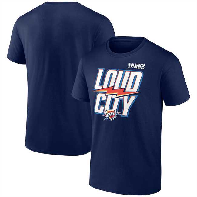 Men's Oklahoma City Thunder Navy 2025 Playoffs Loud City Slogan T-Shirt,We sell and wholesale Men's Oklahoma City Thunder Navy 2025 Playoffs Loud City Slogan T-Shirt on line form chian!