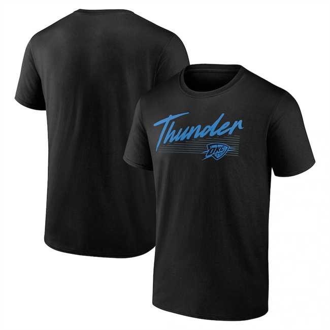 Men's Oklahoma City Thunder Black Color Block Slant T-Shirt,We sell and wholesale Men's Oklahoma City Thunder Black Color Block Slant T-Shirt on line form chian!
