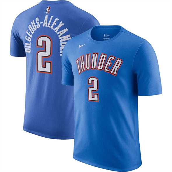 Men's Oklahoma City Thunder #2 Shai Gilgeous-Alexander Blue Icon  Name & Number T-Shirt,We sell and wholesale Men's Oklahoma City Thunder #2 Shai Gilgeous-Alexander Blue Icon  Name & Number T-Shirt on line form chian!