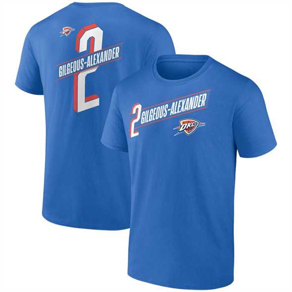 Men's Oklahoma City Thunder #2 Shai Gilgeous-Alexander Blue Full-Court Press Name & Number T-Shirt,We sell and wholesale Men's Oklahoma City Thunder #2 Shai Gilgeous-Alexander Blue Full-Court Press Name & Number T-Shirt on line form chian!