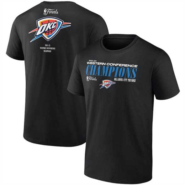 Men's Oklahoma City Thunder Black 2025 Western Conference Champions Basketball T-Shirt,We sell and wholesale Men's Oklahoma City Thunder Black 2025 Western Conference Champions Basketball T-Shirt on line form chian!