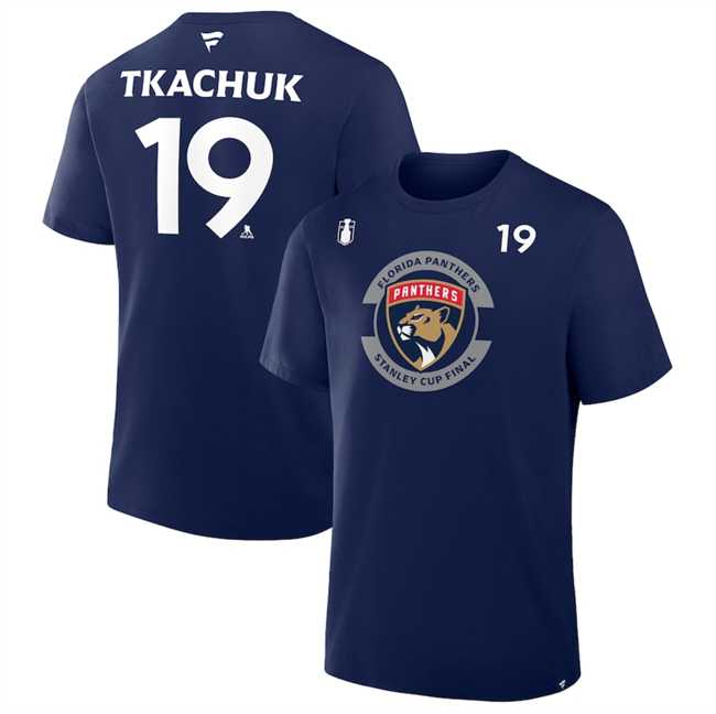 Men's Florida Panthers #19 Matthew Tkachuk Navy 2025 Stanley Cup Final Pro Name & Number T-Shirt,We sell and wholesale Men's Florida Panthers #19 Matthew Tkachuk Navy 2025 Stanley Cup Final Pro Name & Number T-Shirt on line form chian!