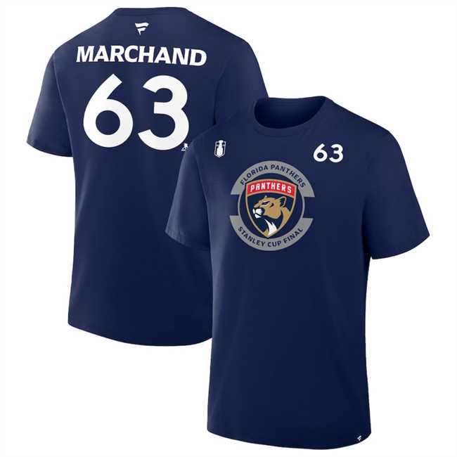 Men's Florida Panthers #63 Brad Marchand Navy 2025 Stanley Cup Final Pro Name & Number T-Shirt,We sell and wholesale Men's Florida Panthers #63 Brad Marchand Navy 2025 Stanley Cup Final Pro Name & Number T-Shirt on line form chian!