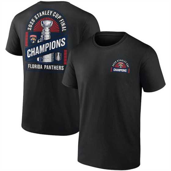 Men's Florida Panthers Black 2025 Stanley Cup Champions Shine T-Shirt,We sell and wholesale Men's Florida Panthers Black 2025 Stanley Cup Champions Shine T-Shirt on line form chian!
