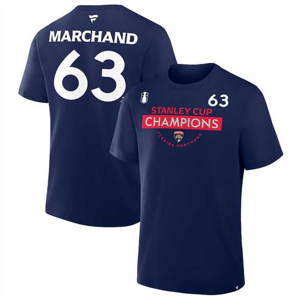 Men's Florida Panthers #63 Brad Marchand Navy 2025 Stanley Cup Champions Pro Name & Number T-Shirt,We sell and wholesale Men's Florida Panthers #63 Brad Marchand Navy 2025 Stanley Cup Champions Pro Name & Number T-Shirt on line form chian!