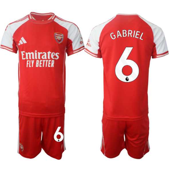 Men's Arsenal F.C #6 Gabriel Red 2025 Home Soccer Jersey Suit,We sell and wholesale Men's Arsenal F.C #6 Gabriel Red 2025 Home Soccer Jersey Suit on line form chian!