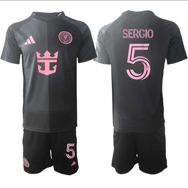 Men's Inter Miami CF #5 Sergio 2025 Black Away Soccer Jersey Suit,We sell and wholesale Men's Inter Miami CF #5 Sergio 2025 Black Away Soccer Jersey Suit on line form chian!