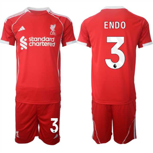 Men's Liverpool #3 Wataru Endo 2025 Red Home Soccer Jersey Suit,We sell and wholesale Men's Liverpool #3 Wataru Endo 2025 Red Home Soccer Jersey Suit on line form chian!