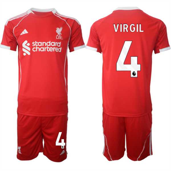 Men's Liverpool #4 Virgil 2025 Red Home Soccer Jersey Suit,We sell and wholesale Men's Liverpool #4 Virgil 2025 Red Home Soccer Jersey Suit on line form chian!
