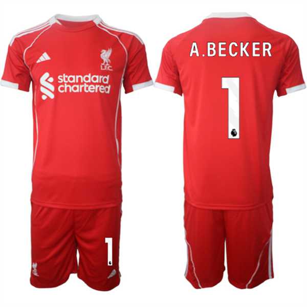 Men's Liverpool #1 Alisson Becker 2025 Red Home Soccer Jersey Suit,We sell and wholesale Men's Liverpool #1 Alisson Becker 2025 Red Home Soccer Jersey Suit on line form chian!