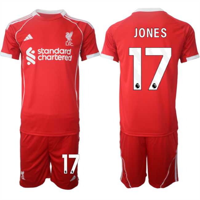 Men's Liverpool #17 Curtis Jones 2025 Red Home Soccer Jersey Suit,We sell and wholesale Men's Liverpool #17 Curtis Jones 2025 Red Home Soccer Jersey Suit on line form chian!