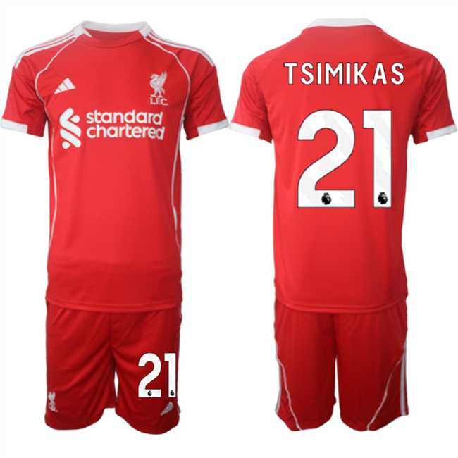 Men's Liverpool #21 Kostas Tsimikas 2025 Red Home Soccer Jersey Suit,We sell and wholesale Men's Liverpool #21 Kostas Tsimikas 2025 Red Home Soccer Jersey Suit on line form chian!