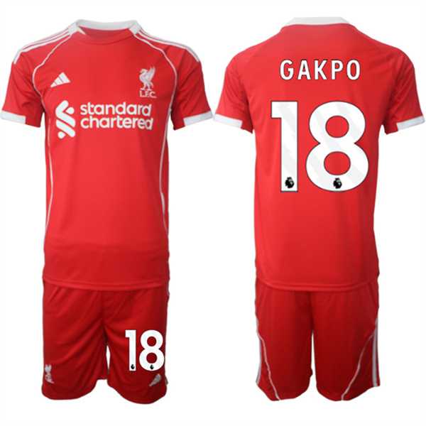 Men's Liverpool #18 Cody Gakpo 2025 Red Home Soccer Jersey Suit,We sell and wholesale Men's Liverpool #18 Cody Gakpo 2025 Red Home Soccer Jersey Suit on line form chian!