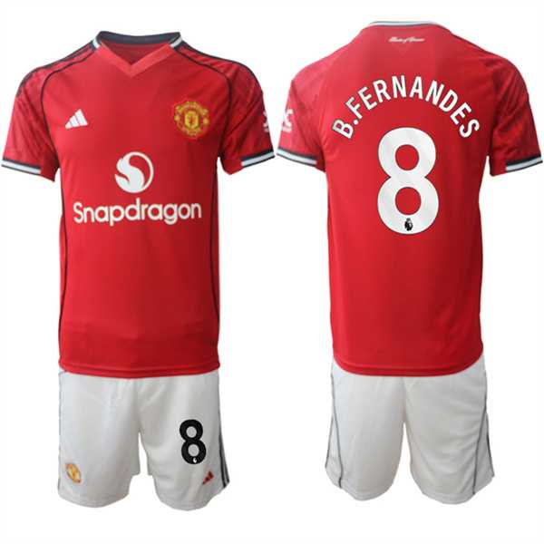 Men's Manchester United #8 Bruno Fernandes 2025-26 Red Home Soccer Jersey Suit,We sell and wholesale Men's Manchester United #8 Bruno Fernandes 2025-26 Red Home Soccer Jersey Suit on line form chian!