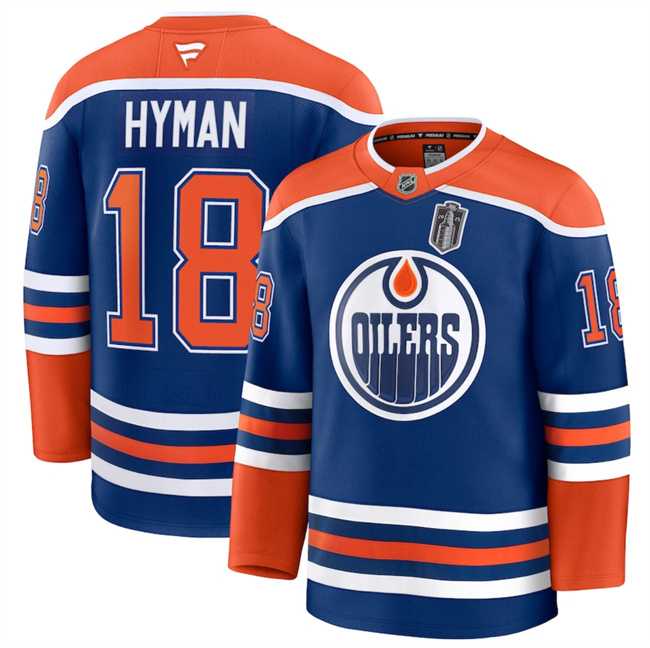 Men's Edmonton Oilers #18 Zach Hyman Royal 2025 Stanley Cup Final Patch Stitched Hockey Jersey Dzhi,We sell and wholesale Men's Edmonton Oilers #18 Zach Hyman Royal 2025 Stanley Cup Final Patch Stitched Hockey Jersey Dzhi on line form chian!
