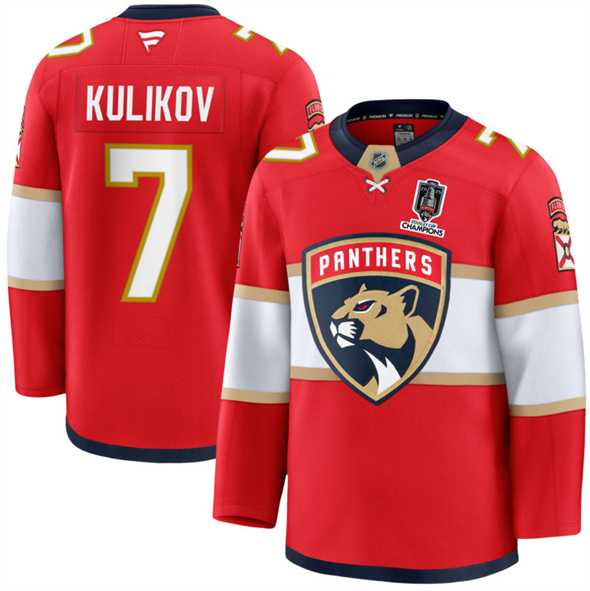 Men's Florida Panthers #7 Dmitry Kulikov Red Home 2025 Stanley Cup Champions Patch Stitched Jersey Dzhi,We sell and wholesale Men's Florida Panthers #7 Dmitry Kulikov Red Home 2025 Stanley Cup Champions Patch Stitched Jersey Dzhi on line form chian!