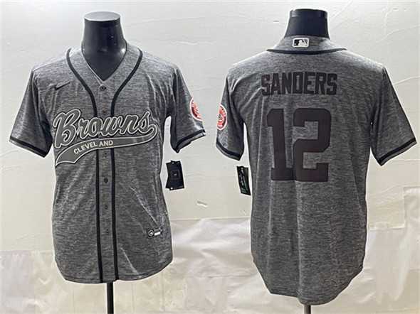 Men's Cleveland Browns #12 Shedeur Sanders Gray With Patch Cool Base Stitched Baseball Jersey,We sell and wholesale Men's Cleveland Browns #12 Shedeur Sanders Gray With Patch Cool Base Stitched Baseball Jersey on line form chian!