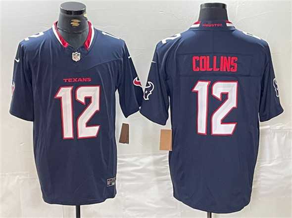 Men's Houston Texans #12 Nico Collins Navy F.U.S.E. Vapor Limited Football Stitched Jersey,We sell and wholesale Men's Houston Texans #12 Nico Collins Navy F.U.S.E. Vapor Limited Football Stitched Jersey on line form chian!