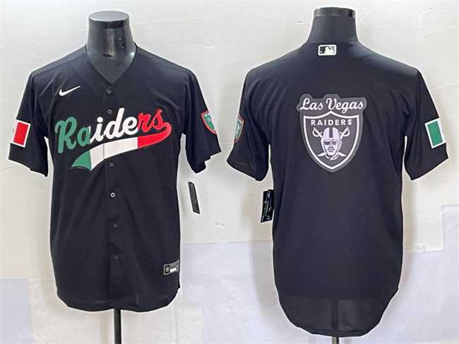 Men's Las Vegas Raiders Team Big Logo Black Mexico Cool Base Stitched Baseball Jersey,We sell and wholesale Men's Las Vegas Raiders Team Big Logo Black Mexico Cool Base Stitched Baseball Jersey on line form chian!