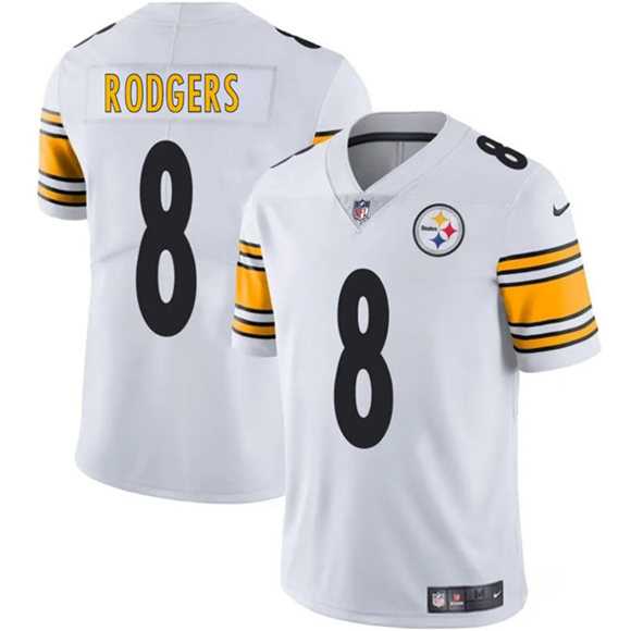Men & Women & Youth Pittsburgh Steelers #8 Aaron Rodgers White 2025 Vapor Limited Stitched Jersey,We sell and wholesale Men & Women & Youth Pittsburgh Steelers #8 Aaron Rodgers White 2025 Vapor Limited Stitched Jersey on line form chian!