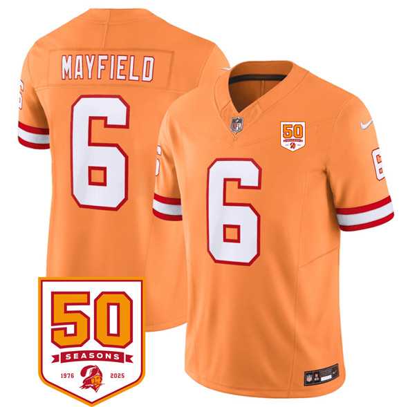 Men & Women & Youth Tampa Bay Buccaneers #6 Baker Mayfield Orange 2025 F.U.S.E. 50th Anniversary Patch Vapor Untouchable Limited Stitched Jersey,We sell and wholesale Men & Women & Youth Tampa Bay Buccaneers #6 Baker Mayfield Orange 2025 F.U.S.E. 50th Anniversary Patch Vapor Untouchable Limited Stitched Jersey on line form chian!