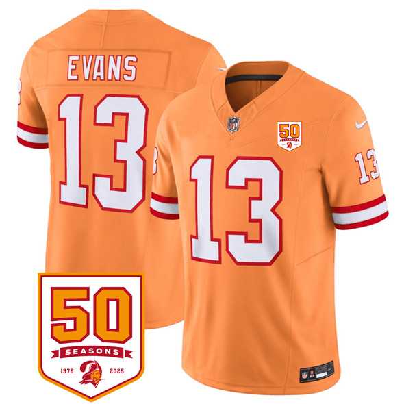 Men & Women & Youth Tampa Bay Buccaneers #13 Mike Evans Orange 2025 F.U.S.E. 50th Anniversary Patch Vapor Untouchable Limited Stitched Jersey,We sell and wholesale Men & Women & Youth Tampa Bay Buccaneers #13 Mike Evans Orange 2025 F.U.S.E. 50th Anniversary Patch Vapor Untouchable Limited Stitched Jersey on line form chian!