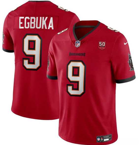Men & Women & Youth Tampa Bay Buccaneers #9 Emeka Egbuka Red 2025 Draft 50th Anniversary Patch Vapor Untouchable Limited Stitched Jersey,We sell and wholesale Men & Women & Youth Tampa Bay Buccaneers #9 Emeka Egbuka Red 2025 Draft 50th Anniversary Patch Vapor Untouchable Limited Stitched Jersey on line form chian!