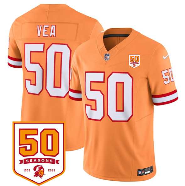 Men & Women & Youth Tampa Bay Buccaneers #50 Vita Vea Orange 2025 F.U.S.E. 50th Anniversary Patch Vapor Untouchable Limited Stitched Jersey,We sell and wholesale Men & Women & Youth Tampa Bay Buccaneers #50 Vita Vea Orange 2025 F.U.S.E. 50th Anniversary Patch Vapor Untouchable Limited Stitched Jersey on line form chian!