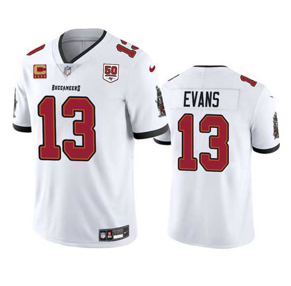Men & Women & Youth Tampa Bay Buccaneers #13 Mike Evans White 2025 50th Anniversary Patch And 4-Star C Patch Vapor Untouchable Limited Stitched Jersey,We sell and wholesale Men & Women & Youth Tampa Bay Buccaneers #13 Mike Evans White 2025 50th Anniversary Patch And 4-Star C Patch Vapor Untouchable Limited Stitched Jersey on line form chian!