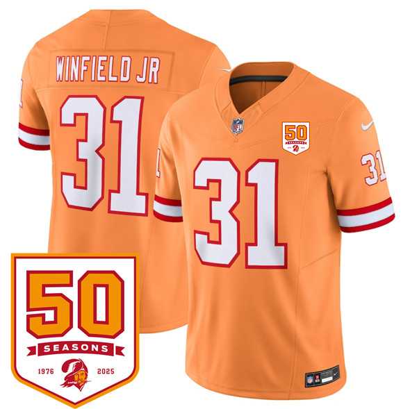 Men & Women & Youth Tampa Bay Buccaneers #31 Antoine Winfield Jr. Orange 2025 F.U.S.E. 50th Anniversary Patch Vapor Untouchable Limited Stitched Jersey,We sell and wholesale Men & Women & Youth Tampa Bay Buccaneers #31 Antoine Winfield Jr. Orange 2025 F.U.S.E. 50th Anniversary Patch Vapor Untouchable Limited Stitched Jersey on line form chian!