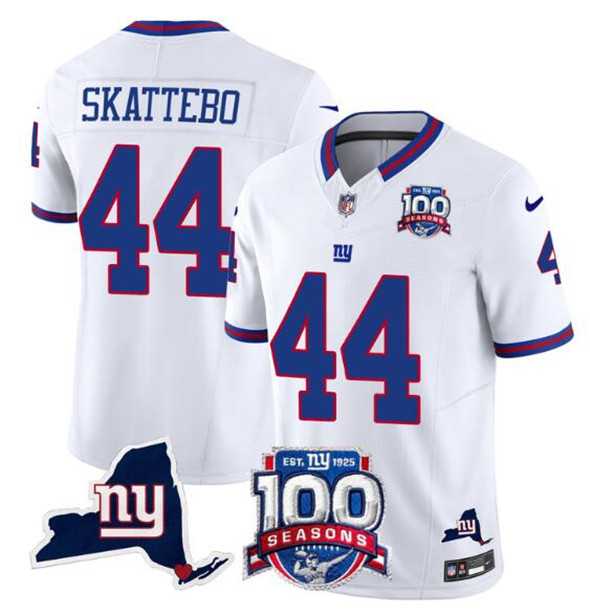 Men's New York Giants #44 Cam Skattebo White 2025 Draft F.U.S.E. 100th Season & State Patch Vapor Limited Stitched Jersey,We sell and wholesale Men's New York Giants #44 Cam Skattebo White 2025 Draft F.U.S.E. 100th Season & State Patch Vapor Limited Stitched Jersey on line form chian!