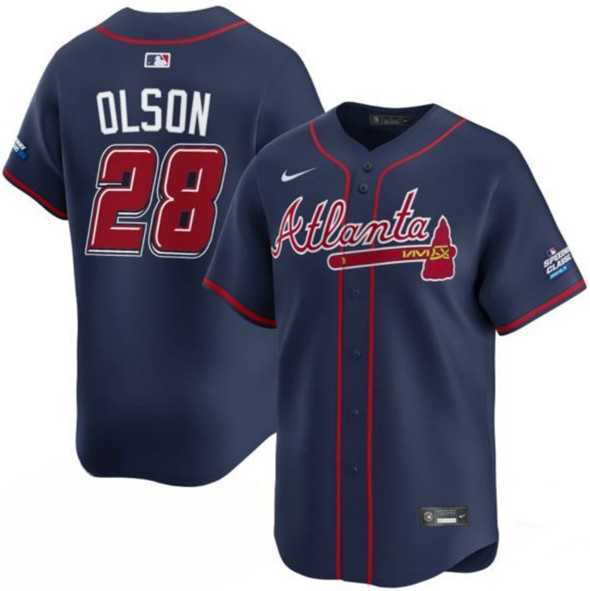 Men's Atlanta Braves #28 Matt Olson Navy 2025 Speedway Classic Alternate Limited Stitched Jersey Dzhi,We sell and wholesale Men's Atlanta Braves #28 Matt Olson Navy 2025 Speedway Classic Alternate Limited Stitched Jersey Dzhi on line form chian!
