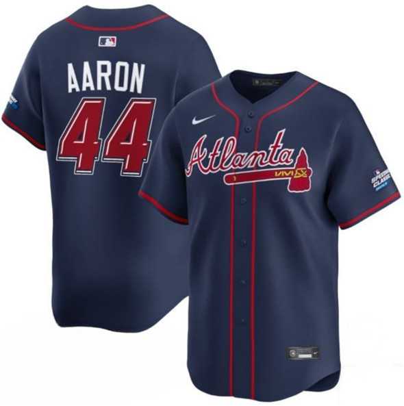 Men's Atlanta Braves #44 Hank Aaron Navy 2025 Speedway Classic Alternate Limited Stitched Jersey Dzhi,We sell and wholesale Men's Atlanta Braves #44 Hank Aaron Navy 2025 Speedway Classic Alternate Limited Stitched Jersey Dzhi on line form chian!