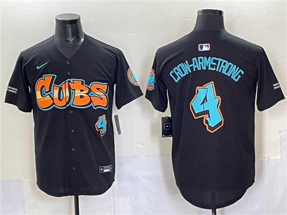 Men's Chicago Cubs #4 Pete Crow-Armstrong Black 'Graffiti North Side Edition' Vapor Premier Limited Stitched Jersey,We sell and wholesale Men's Chicago Cubs #4 Pete Crow-Armstrong Black 'Graffiti North Side Edition' Vapor Premier Limited Stitched Jersey on line form chian!