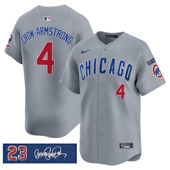 Men's Chicago Cubs #4 Pete Crow-Armstrong Gray 'Ryne Sandberg Tribute' Vapor Limited V3 Stitched Jersey Dzhi,We sell and wholesale Men's Chicago Cubs #4 Pete Crow-Armstrong Gray 'Ryne Sandberg Tribute' Vapor Limited V3 Stitched Jersey Dzhi on line form chian!