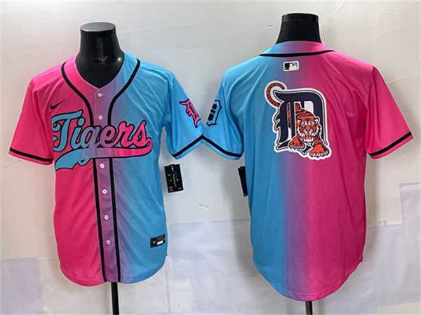 Men's Detroit Tigers Team Big Logo Pink Blue Limited Stitched Jersey,We sell and wholesale Men's Detroit Tigers Team Big Logo Pink Blue Limited Stitched Jersey on line form chian!