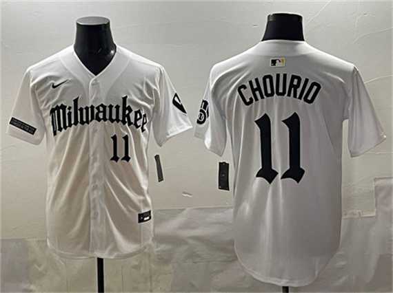 Men's Milwaukee Brewers #11 Jackson Chourio White 'Gothic 414 Shadows Edition' Vapor Premier Limited Stitched Jersey,We sell and wholesale Men's Milwaukee Brewers #11 Jackson Chourio White 'Gothic 414 Shadows Edition' Vapor Premier Limited Stitched Jersey on line form chian!