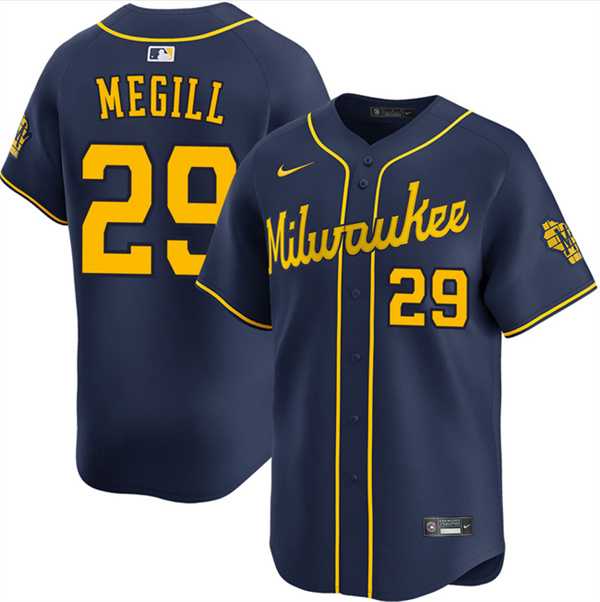 Men's Milwaukee Brewers #29 Trevor Megill Navy Alternate Limited Stitched Jersey Dzhi,We sell and wholesale Men's Milwaukee Brewers #29 Trevor Megill Navy Alternate Limited Stitched Jersey Dzhi on line form chian!