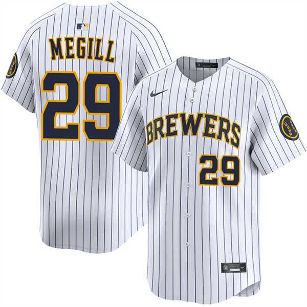 Men's Milwaukee Brewers #29 Trevor Megill White Alternate Limited Stitched Jersey Dzhi,We sell and wholesale Men's Milwaukee Brewers #29 Trevor Megill White Alternate Limited Stitched Jersey Dzhi on line form chian!