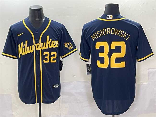 Men's Milwaukee Brewers #32 Jacob Misiorowski Navy 2025 With Patch Stitched Jersey,We sell and wholesale Men's Milwaukee Brewers #32 Jacob Misiorowski Navy 2025 With Patch Stitched Jersey on line form chian!