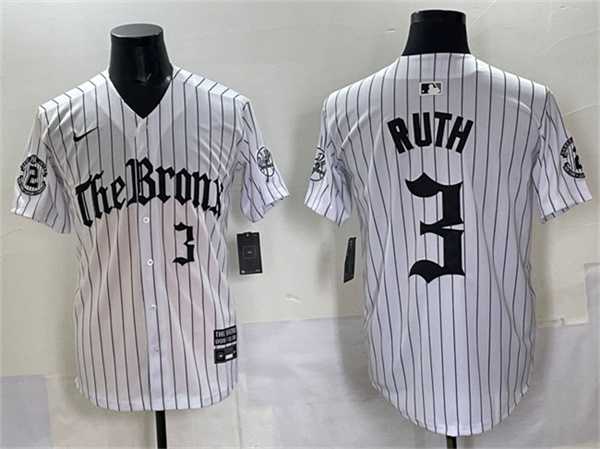 Men's New York Yankees #3 Babe Ruth White Pinstripe 'Gothic Legacy Edition' Vapor Premier Limited Stitched Jersey,We sell and wholesale Men's New York Yankees #3 Babe Ruth White Pinstripe 'Gothic Legacy Edition' Vapor Premier Limited Stitched Jersey on line form chian!