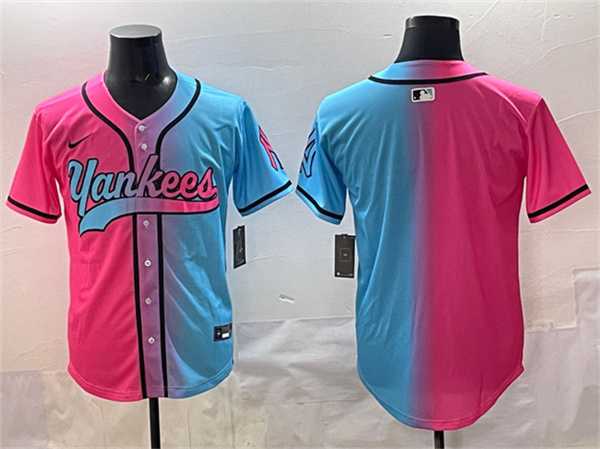 Men's New York Yankees Blank Pink Blue Limited Stitched Jersey,We sell and wholesale Men's New York Yankees Blank Pink Blue Limited Stitched Jersey on line form chian!