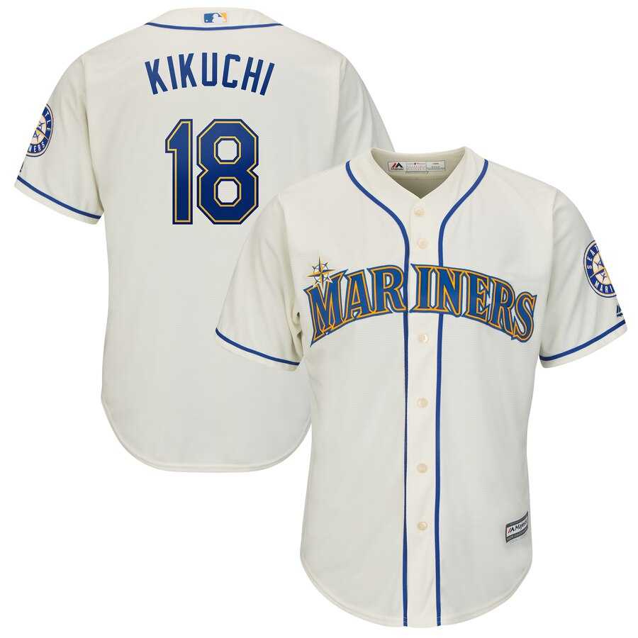 Men's Seattle Mariners 18 Yusei Kikuchi Cream Cool Base Jersey Dzhi,We sell and wholesale Men's Seattle Mariners 18 Yusei Kikuchi Cream Cool Base Jersey Dzhi on line form chian!