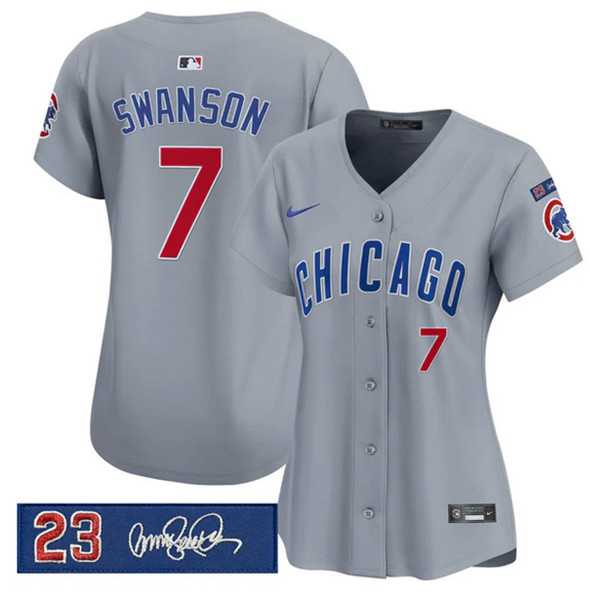 Women's Chicago Cubs #7 Dansby Swanson Gray 'Ryne Sandberg Tribute' Vapor Limited V3 Stitched Jersey Dzhi,We sell and wholesale Women's Chicago Cubs #7 Dansby Swanson Gray 'Ryne Sandberg Tribute' Vapor Limited V3 Stitched Jersey Dzhi on line form chian!