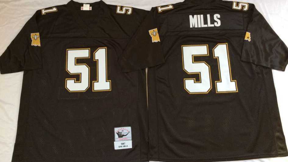 Men's New Orleans Saints #51 Sam Mills Black Throwback Stitched Football Jersey,We sell and wholesale Men's New Orleans Saints #51 Sam Mills Black Throwback Stitched Football Jersey on line form chian!