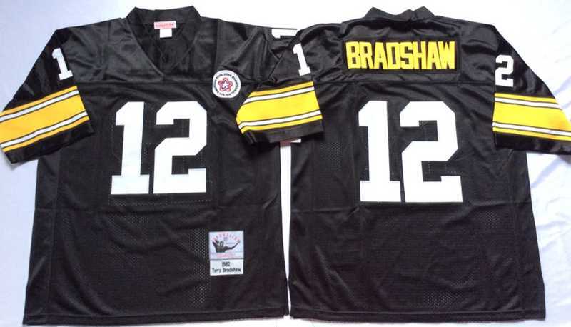 Men's Pittsburgh Steelers #12 Terry Bradshaw Black Throwback Stitched Football Jersey,We sell and wholesale Men's Pittsburgh Steelers #12 Terry Bradshaw Black Throwback Stitched Football Jersey on line form chian!
