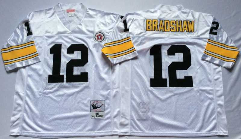 Men's Pittsburgh Steelers #12 Terry Bradshaw White Throwback Stitched Football Jersey,We sell and wholesale Men's Pittsburgh Steelers #12 Terry Bradshaw White Throwback Stitched Football Jersey on line form chian!